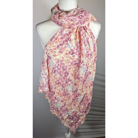 Warm Tone Floral Rainbow Print Lightweight Scarf - Picture 7 of 8